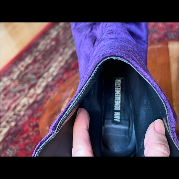 ANN DEMEULEMEESTER Purple Velvet Vintage Lavato Prugna Ankle Boots Sz 38 Size 8 - Picture 10 of 11